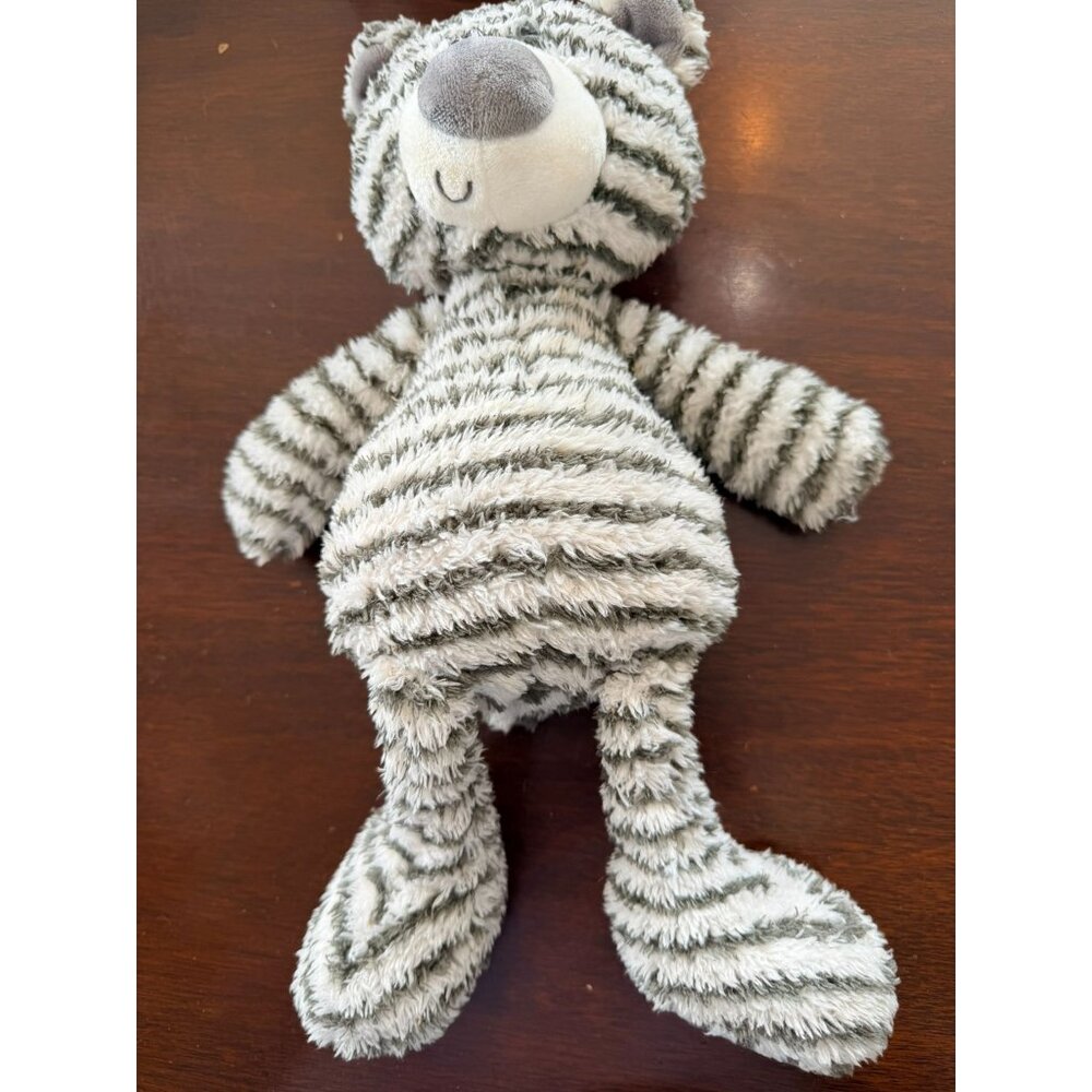 Gund Striped Plush Teddy Bear Stuffed Animal Toy 12" Soft & Cuddly Gray/White